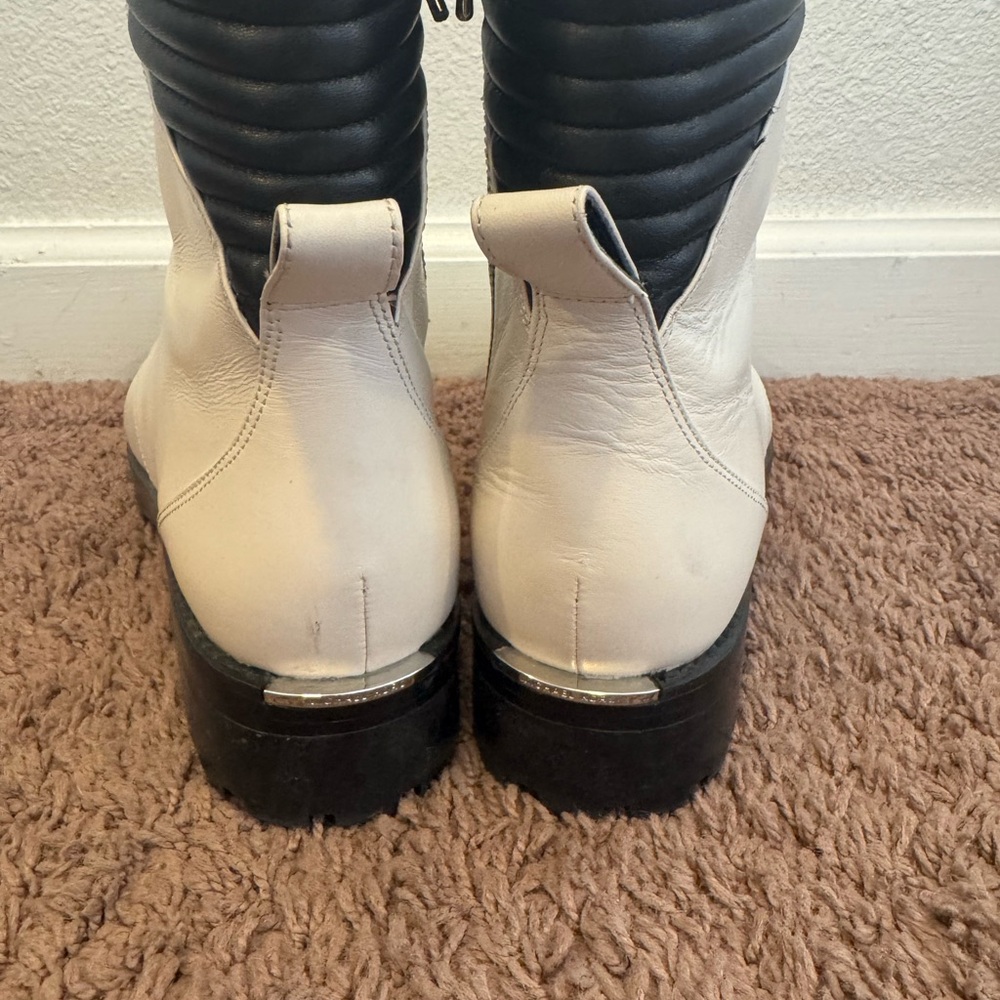 Michael Kors Bastian Lace Up Leather Combat Boots Cream Moto 8.5 - Picture 5 of 9